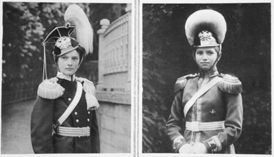 Colonel-in-Chief of Russian Uhlans: The Grand-Duchess Tatiana and Colonel-in-Chief of Russian Horse Grenadiers: The Grand-Duchess Marie by Russian Photographer